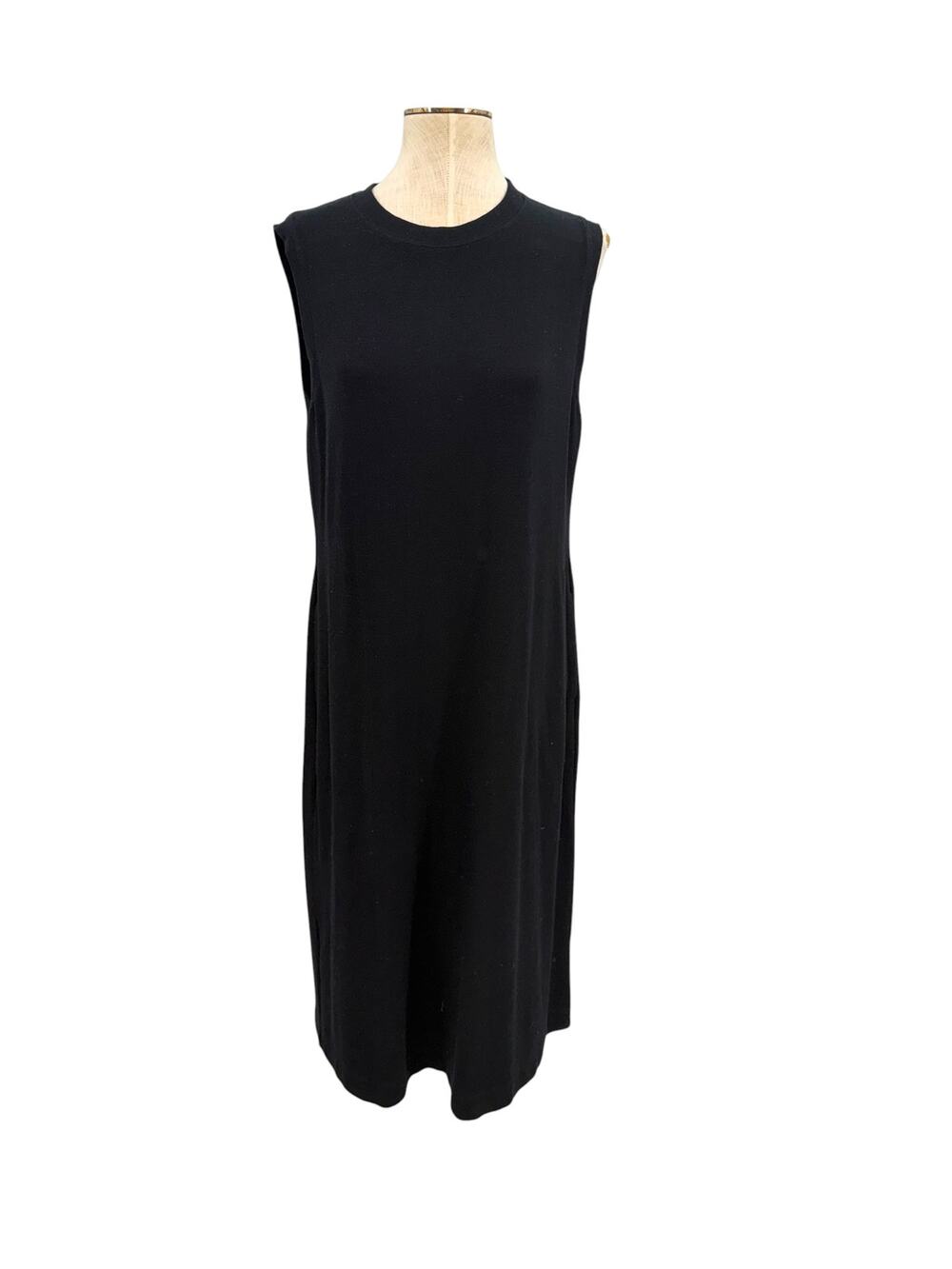 Away Sleeveless Midi Dress Black Crew Neck Stretch Travel Dress XL
